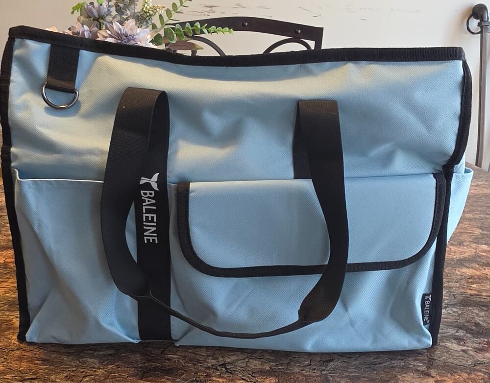 BALEINE Large Utility Tote Bag Haze Blue Zip Top Nurse Work Travel Multi Pocket